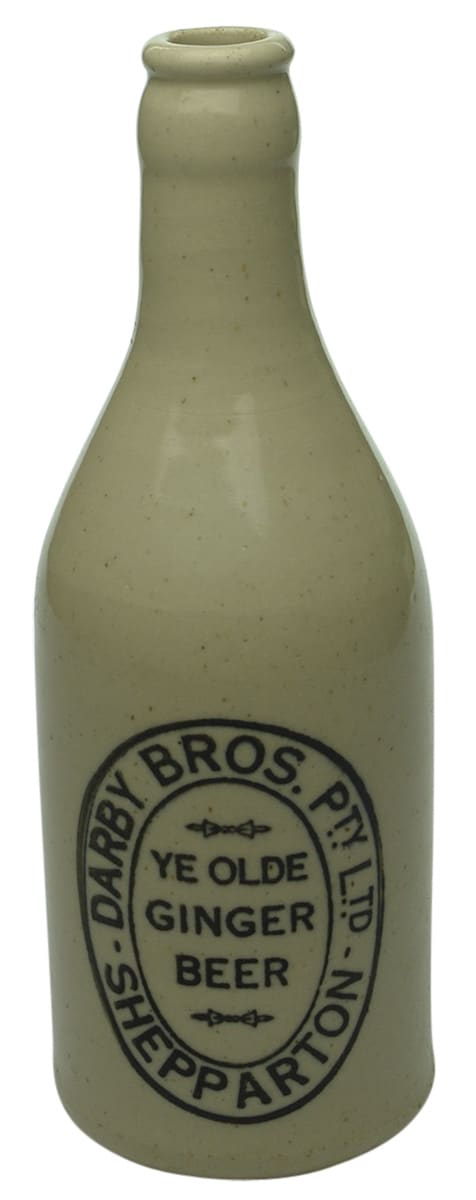 Darby Bros Shepparton Stoneware Ginger Beer Bottle