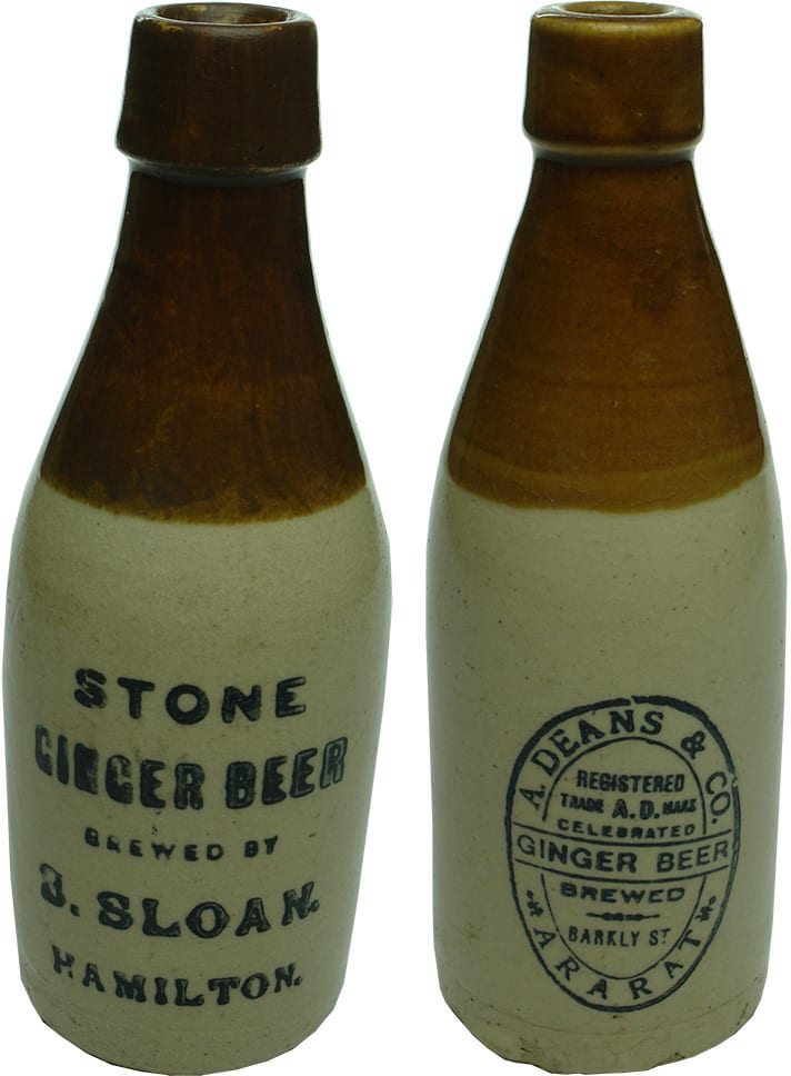 Collection Stoneware Ginger Beer Antique Bottles