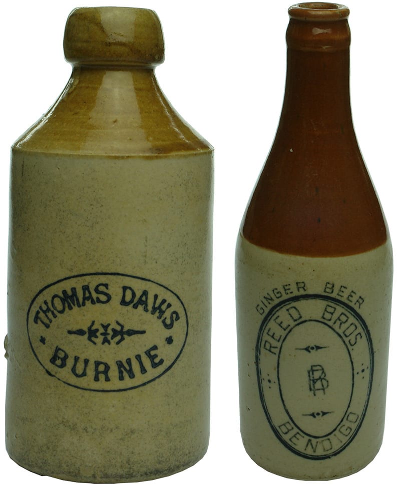 Collection Stoneware Ginger Beer Antique Bottles