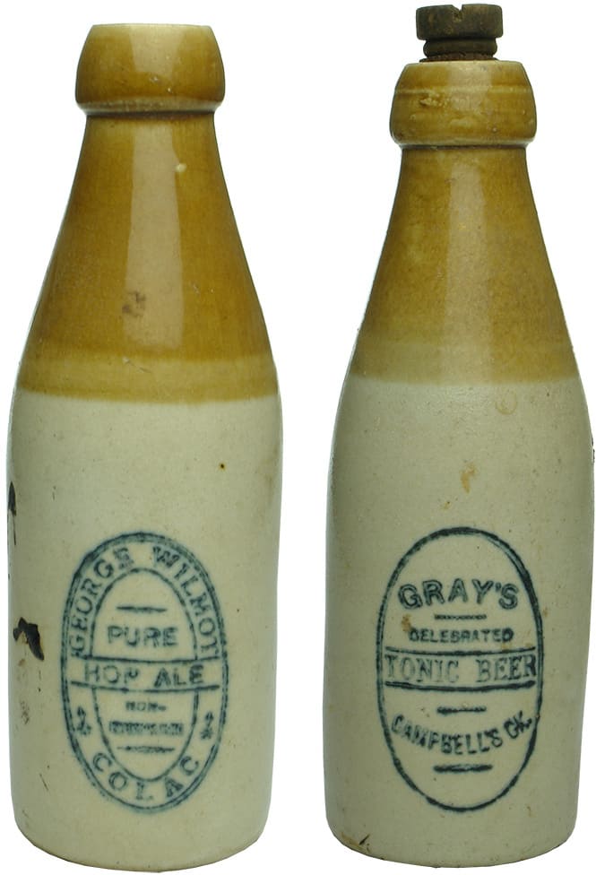 Collection Stoneware Ginger Beer Antique Bottles