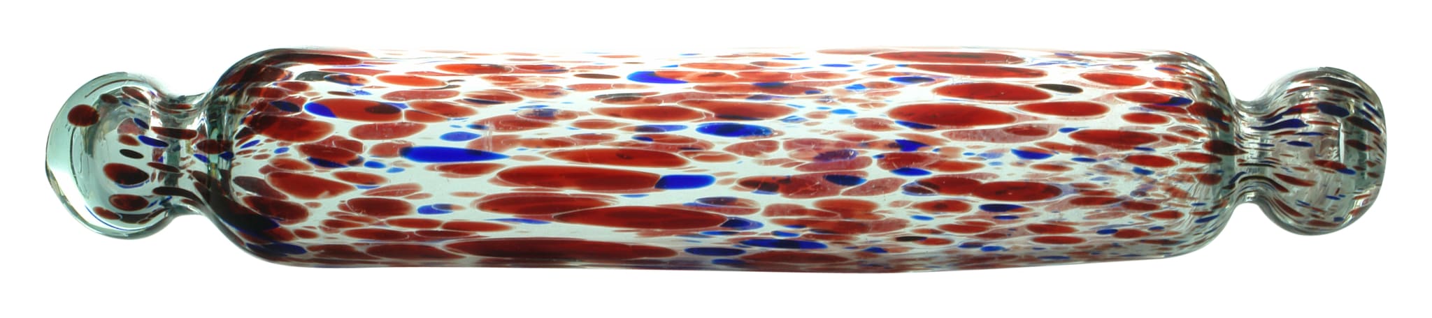 Red Blue Nailsea Type Glass Rolling Pin