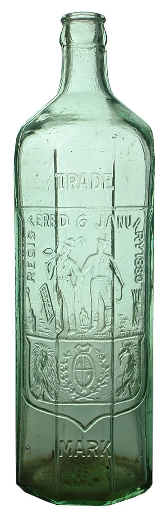 Rowlands Octagonal Miner Farmer Cordial Bottle