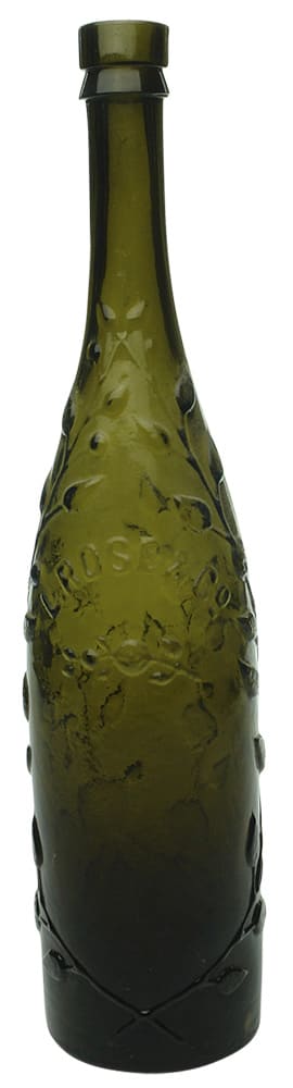 Rose Lime Juice Green Glass Cordial Bottle