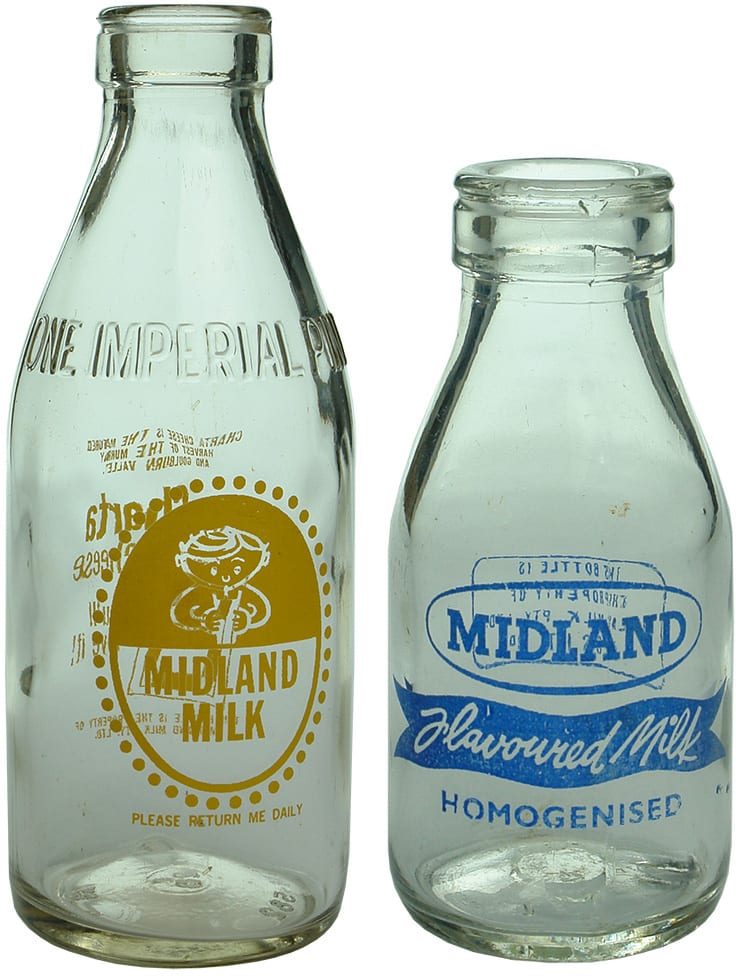 Midland Ceramic Label Milk Bottles