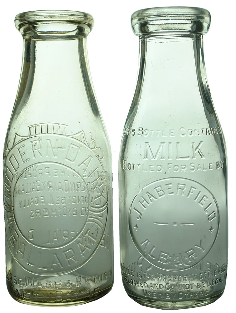 Pair Vintage Dairy Milk Bottles