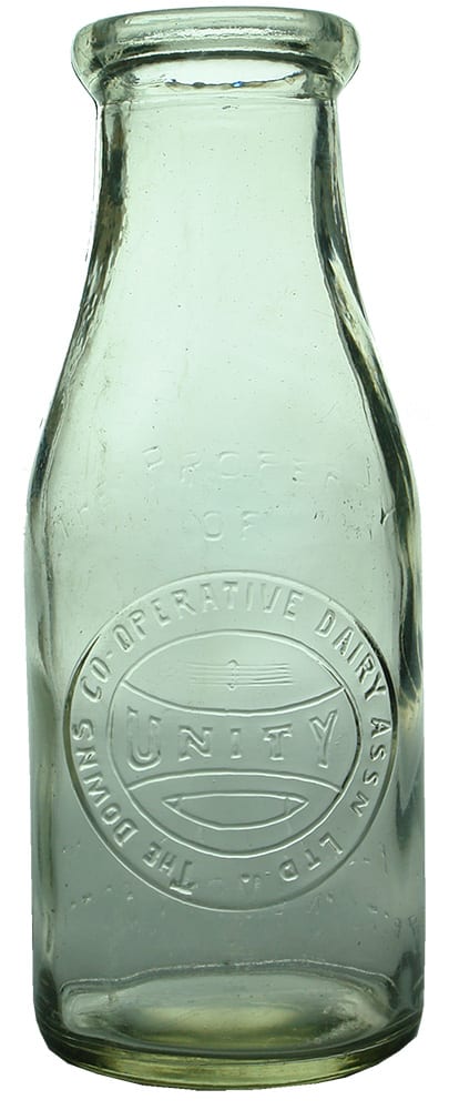 Downs Dairy Unity Vintage Milk Bottle