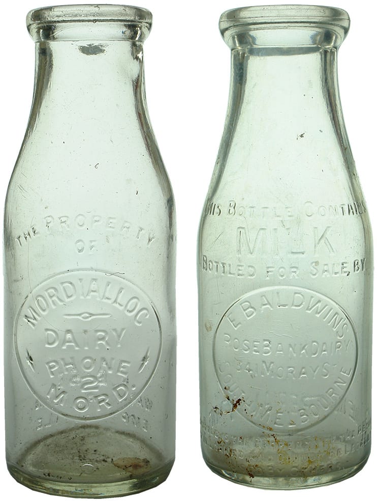 Pair Vintage Dairy Milk Bottles