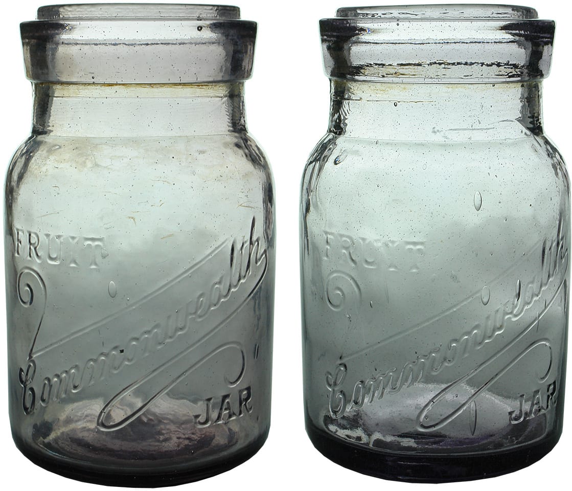 Pair Commonwealth Purple Fruit Preserving Jars