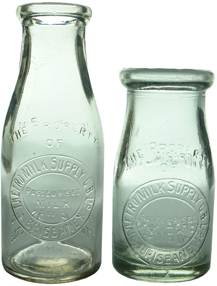 Pair Vintage Dairy Milk Bottles