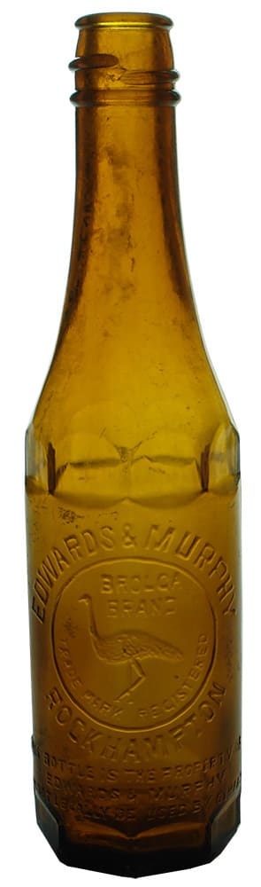 Edwards Murphy Rockhampton Amber Glass Sauce Bottle