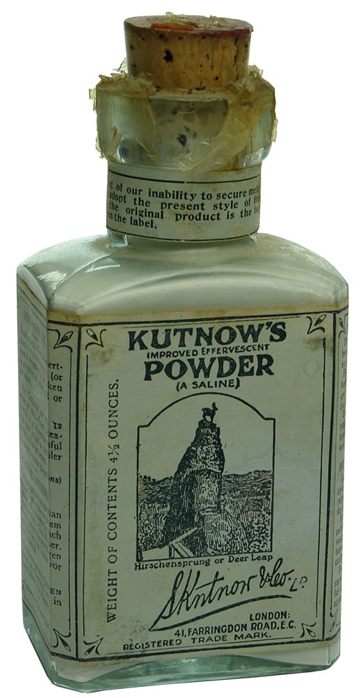 Kutnow's Powder Labelled Antique Bottle