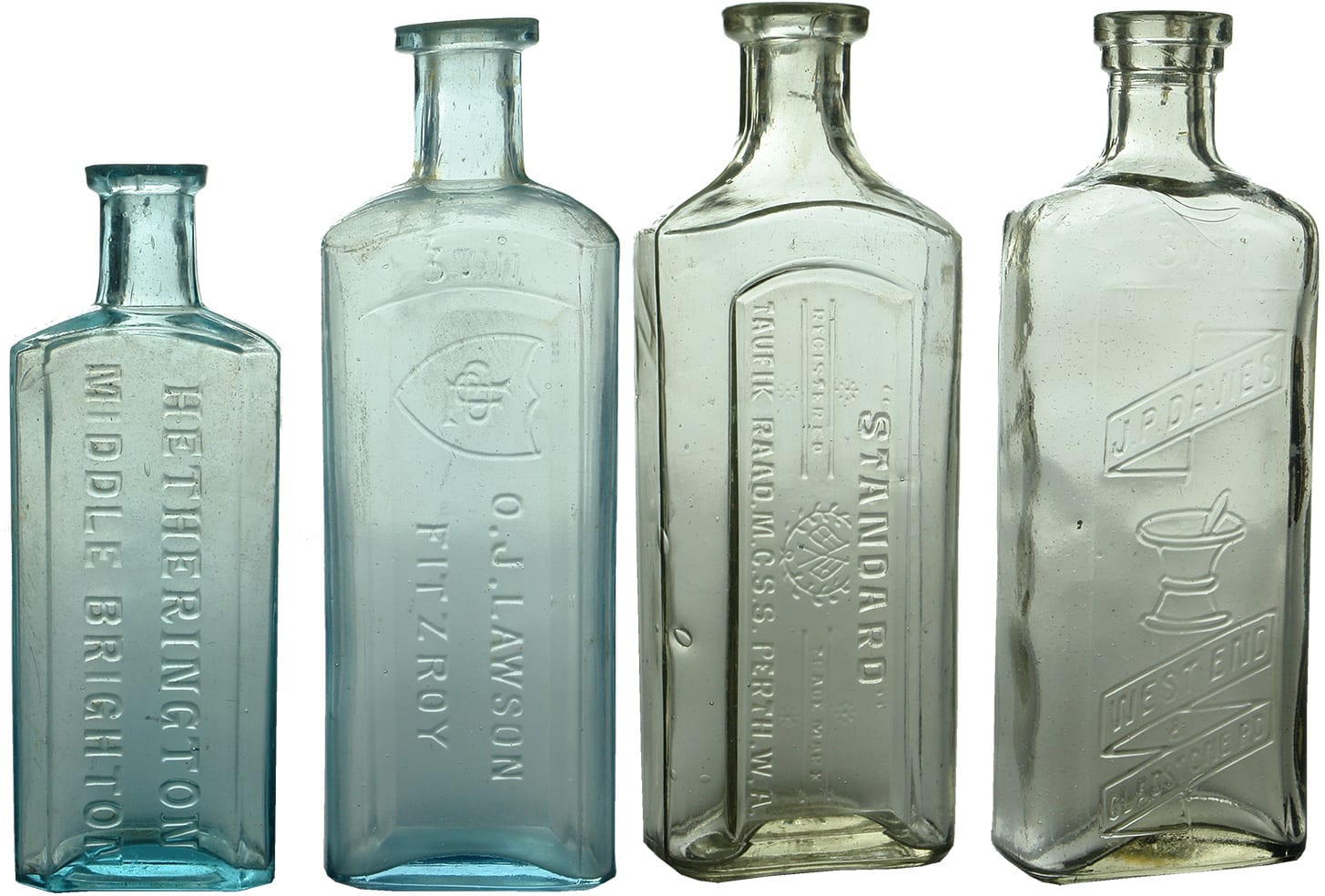 Collection Antique Glass Prescription Bottles