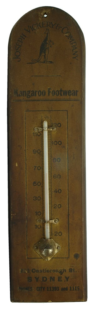 Joseph Vickery Kangaroo Sydney Advertising Thermometer
