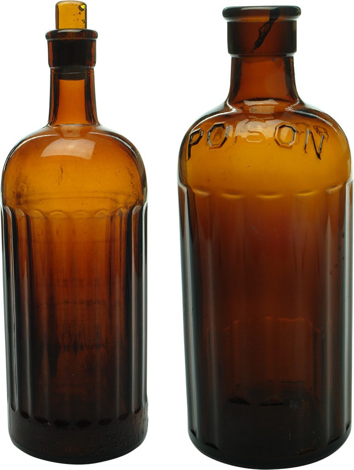Amber Glass Vintage Poison Bottle
