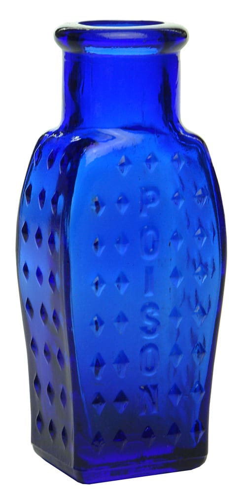 Poison Coffin Shaped Diamond Points Blue Bottle