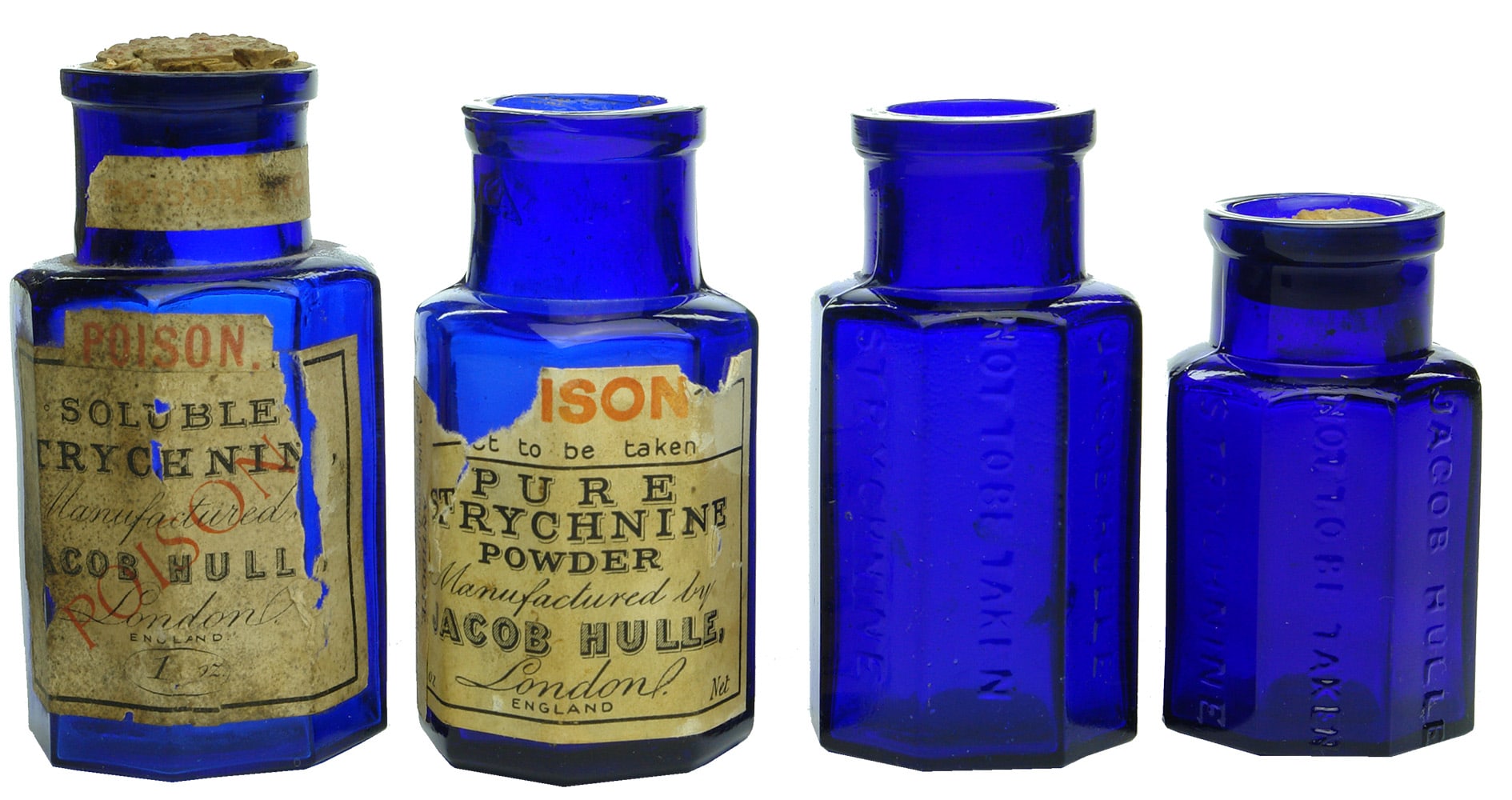 Labelled Collection Strychnine Antique Bottles