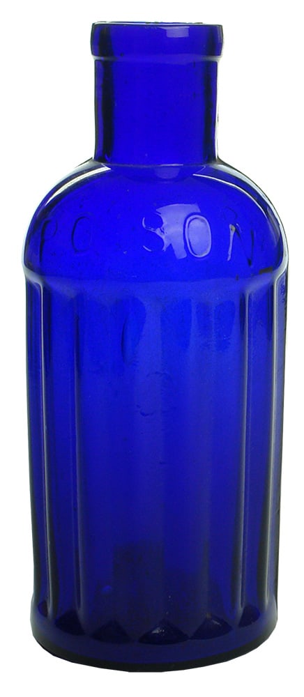Poison Vertical Ribs Cobalt Blue Bottle
