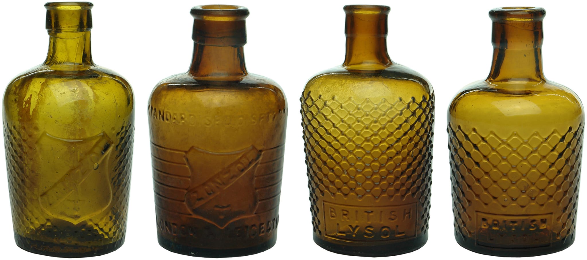 Collection Amber Glass Lysol Bottles