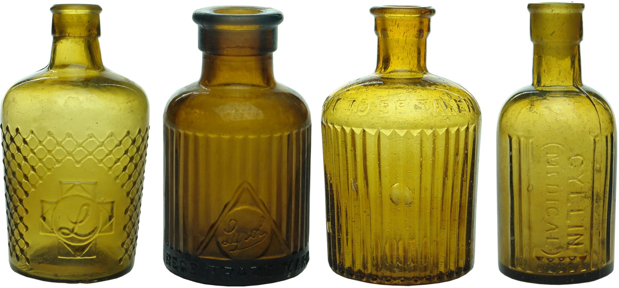 Collection Amber Glass Lysol Bottles