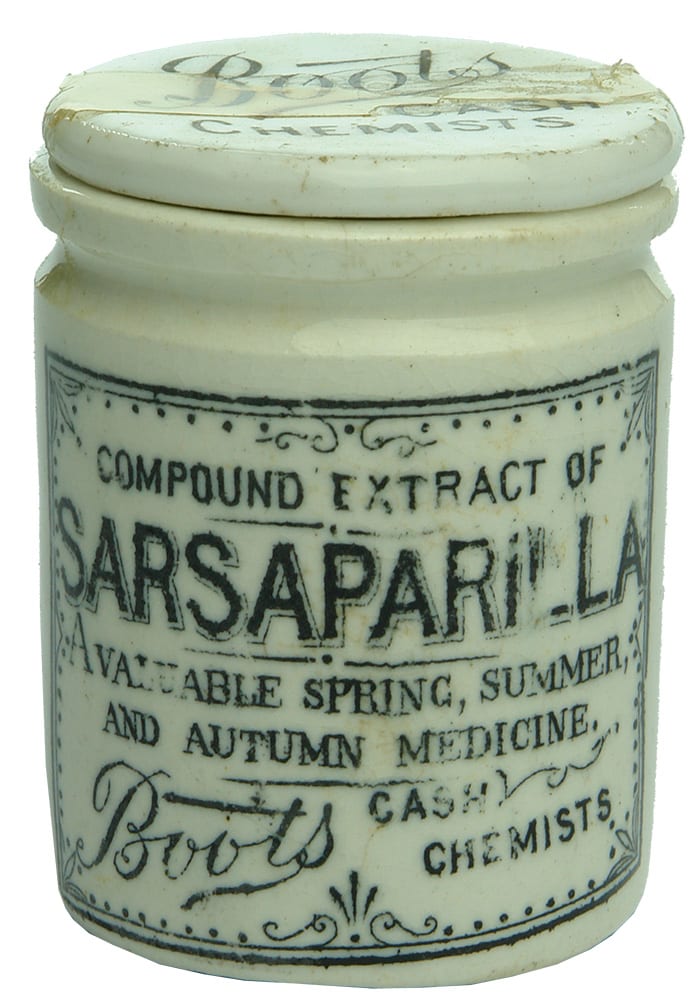 Boots Compound Extract Sarsaparilla Ceramic Pot