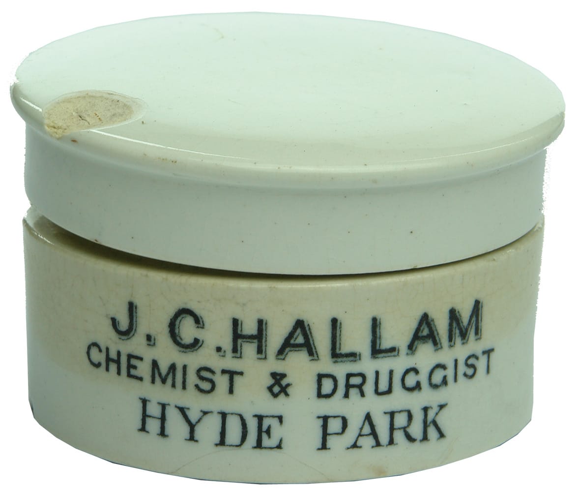 Hallam Chemist Druggist Hyde Park Ceramic Pot