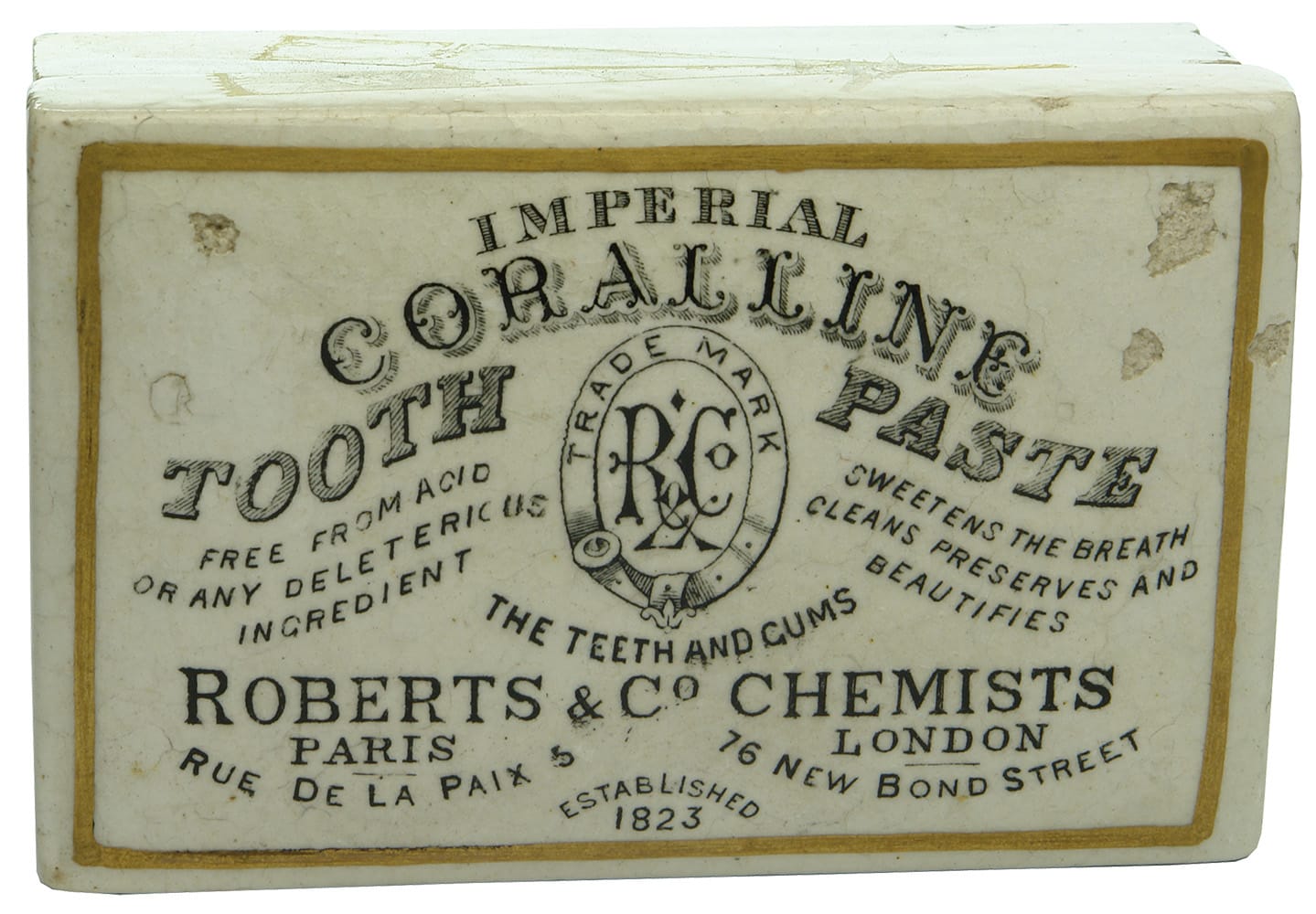 Roberts Chemists Imperial Coralline Tooth Paste Potlid