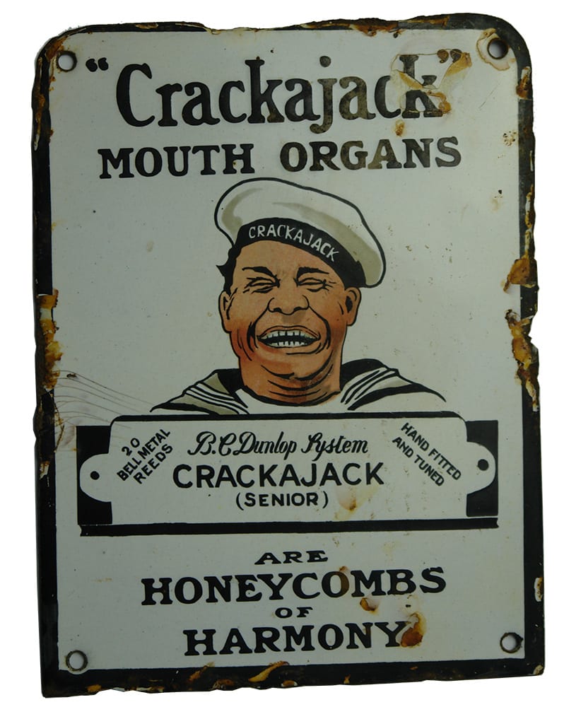 Crackajack Mouth Organs Advertising Enamel Sign