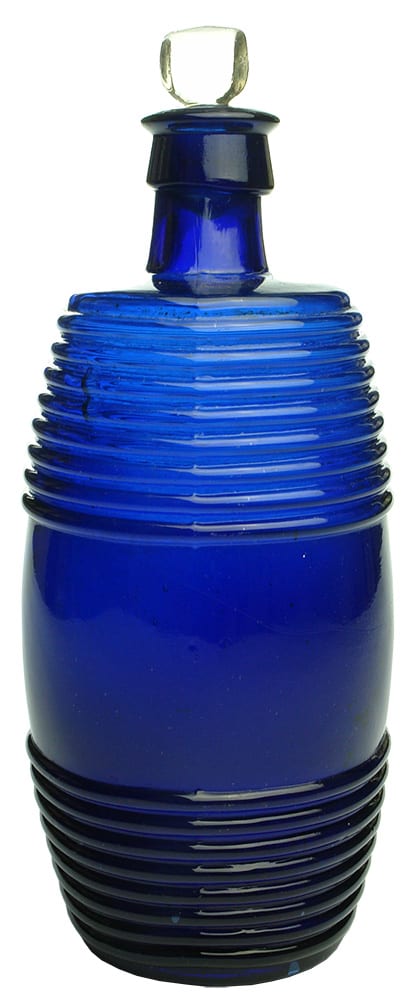 Cobalt Blue Barrel Bitters Glass Bottle