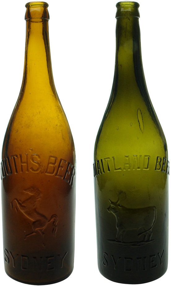 Collection Old Vintage Beer Bottles
