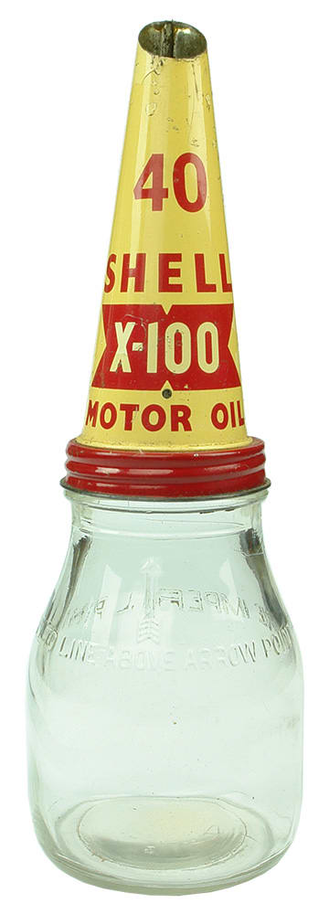 Shell X100 Motor Oil Bottle Tin Top