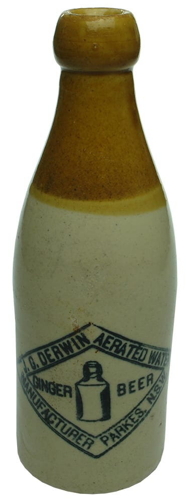 Derwin Aerated Waters Parkes Stoneware Bottle