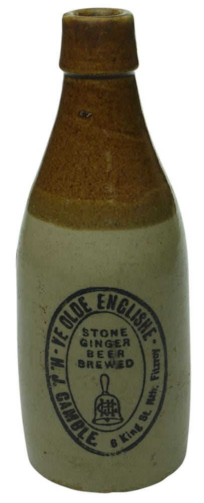 Gamble Melbourne Bell Englishe Stone Ginger Beer Bottle