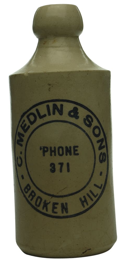 Medlin Sons Broken Hill Ginger Beer Bottle