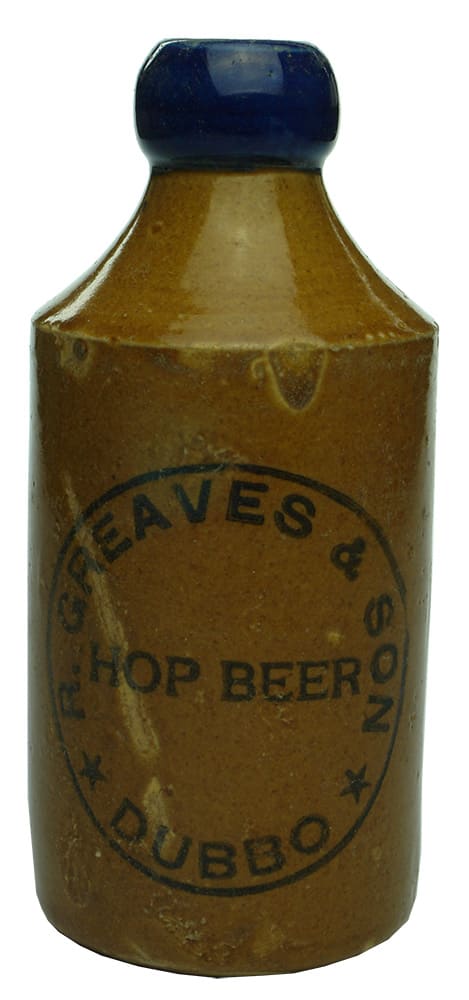 Greaves Hop Beer Dubbo Stoneware Bottle