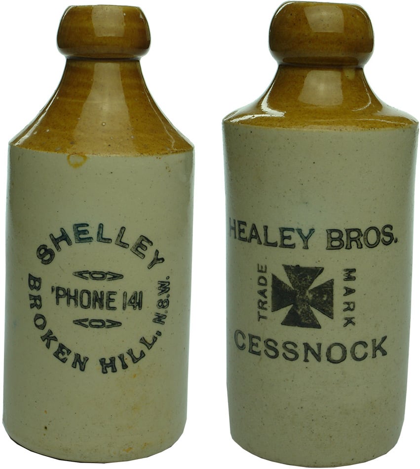 Collection Stoneware Ginger Beer Antique Bottles