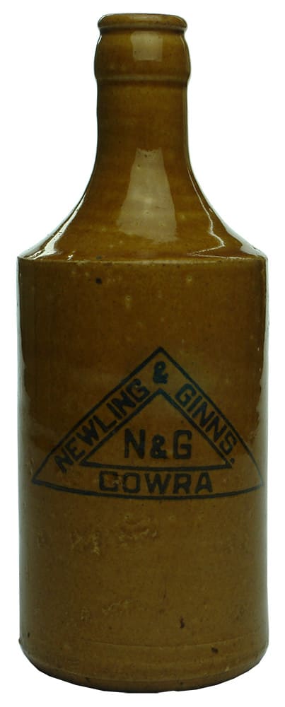 Newling Ginns Cowra Stoneware Ginger Beer Bottle