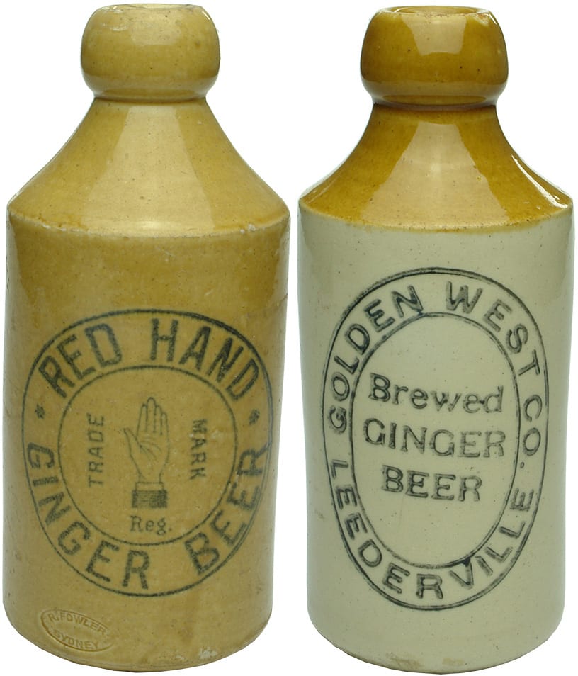 Collection Stoneware Ginger Beer Antique Bottles