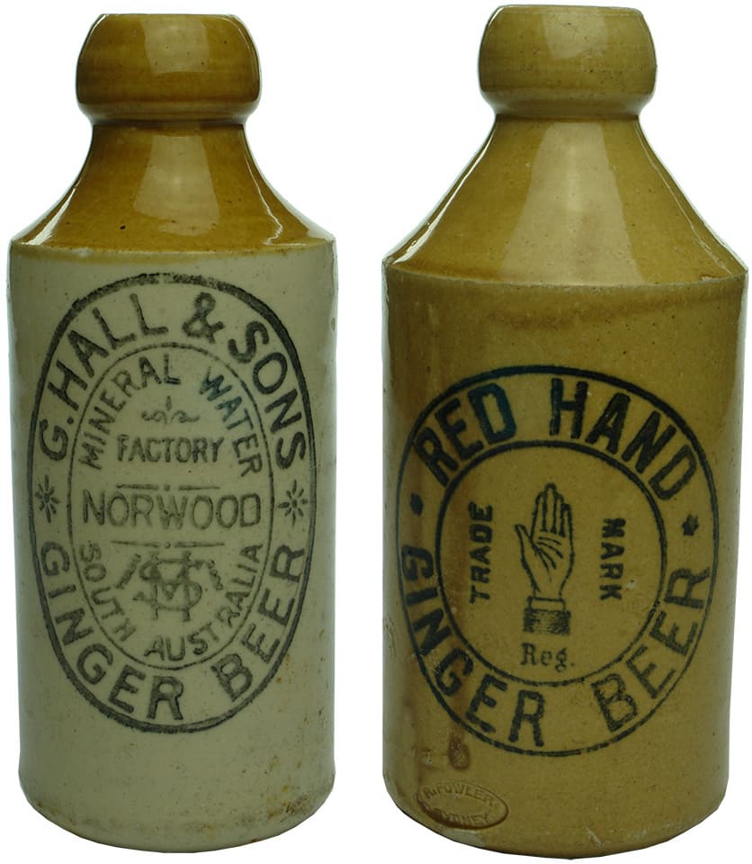 Collection Stoneware Ginger Beer Antique Bottles