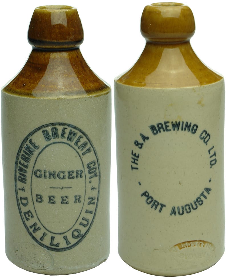 Collection Stoneware Ginger Beer Antique Bottles