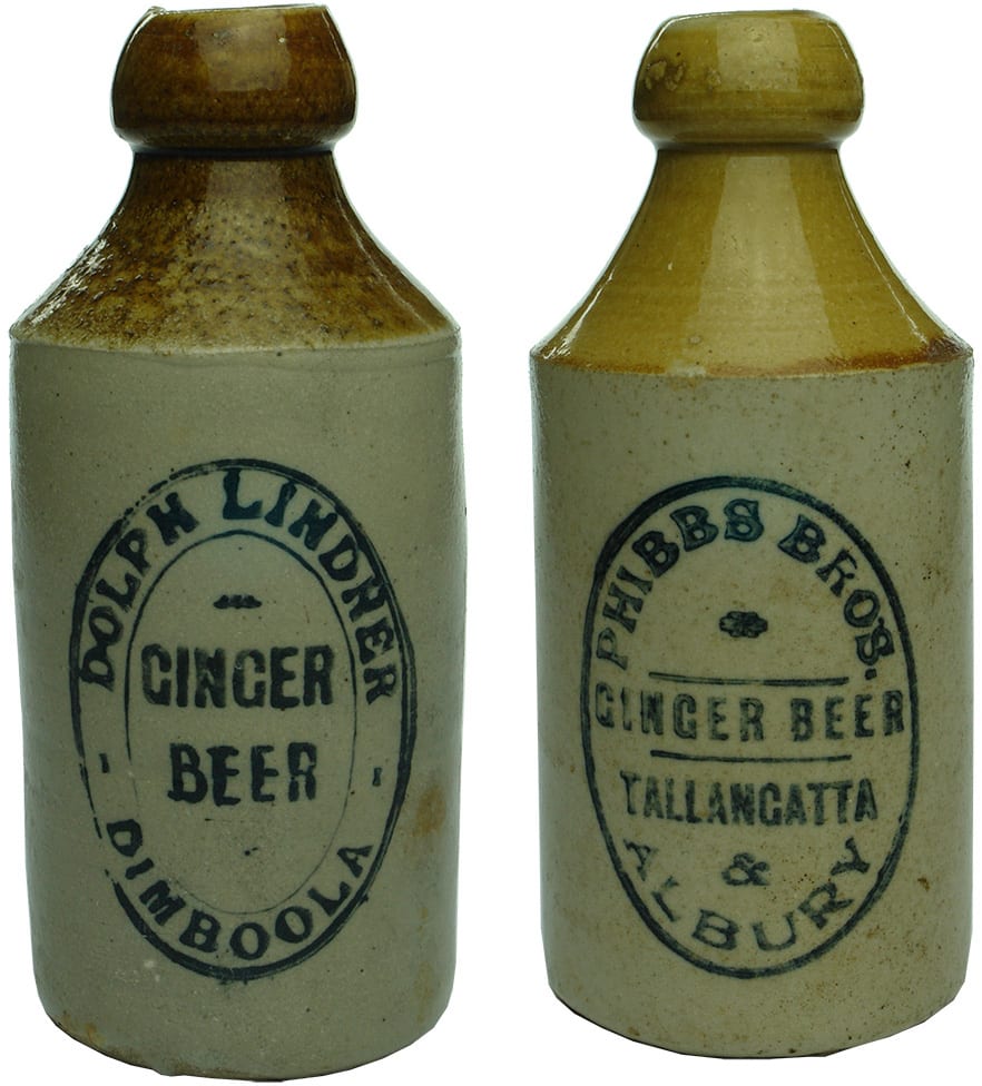 Collection Stoneware Ginger Beer Antique Bottles