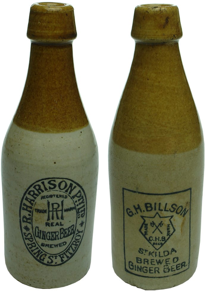 Collection Stoneware Ginger Beer Antique Bottles