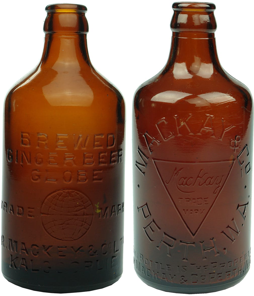 Collection Amber Brown Glass Ginger Beer Bottles