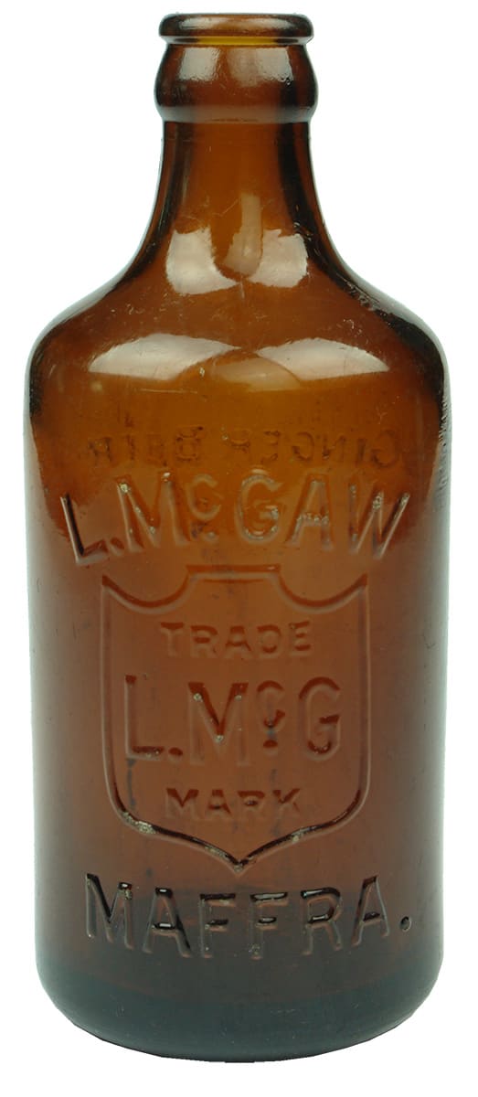 McGaw Maffra Amber Glass Ginger Beer Bottle