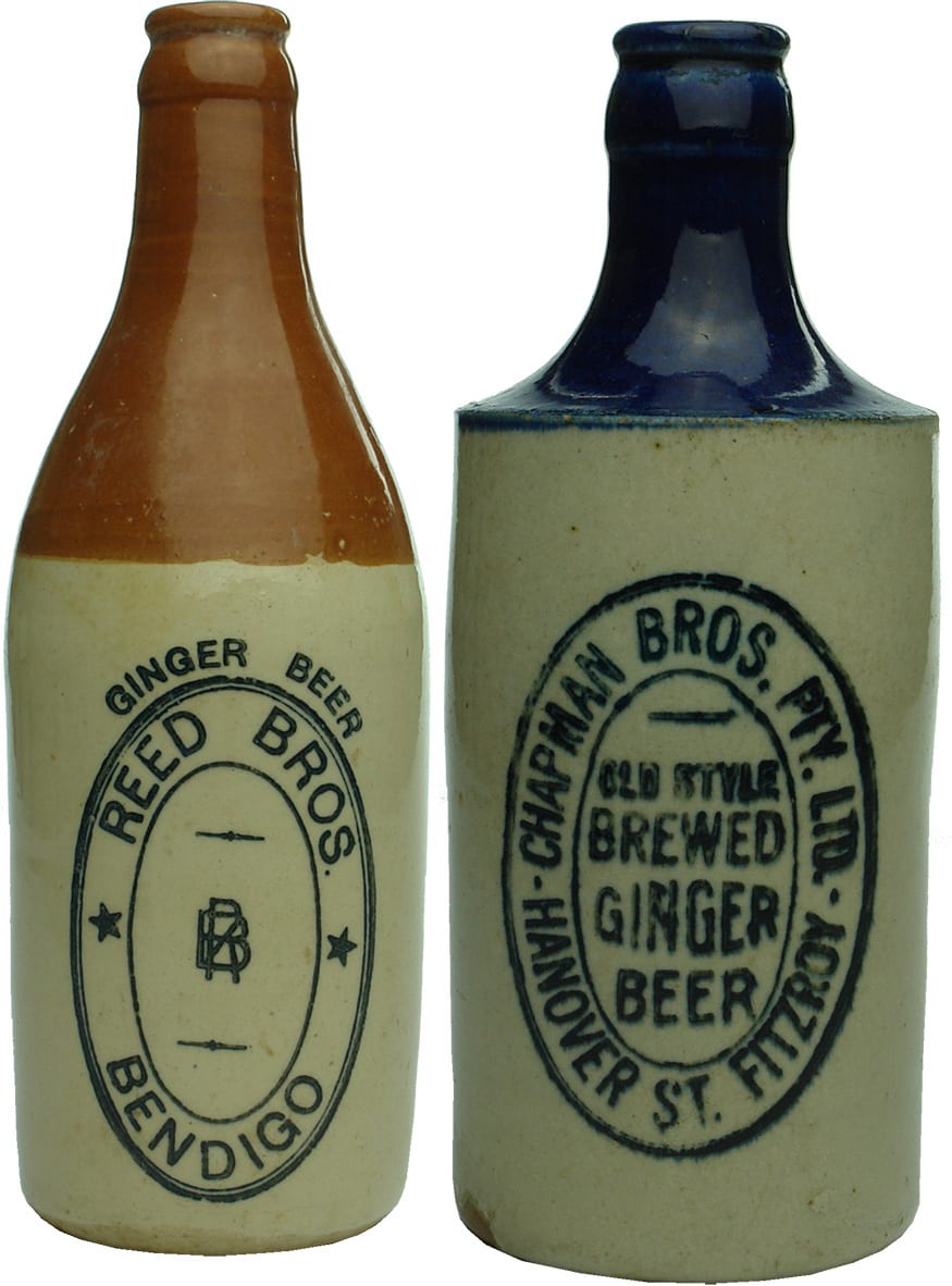 Collection Stoneware Antique Ginger Beer Bottles