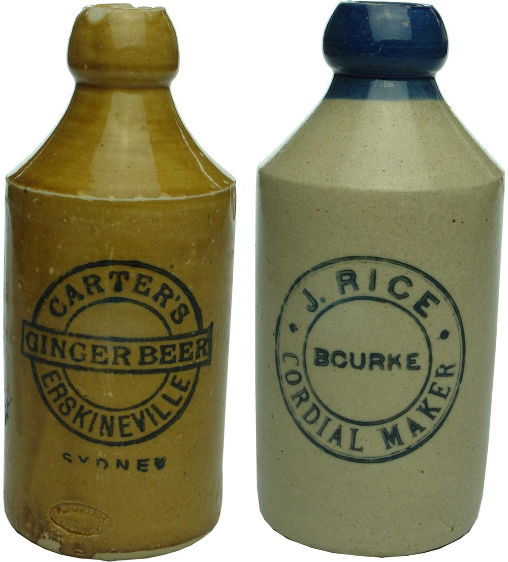 Collection Vintage Stoneware Ginger Beer Bottles