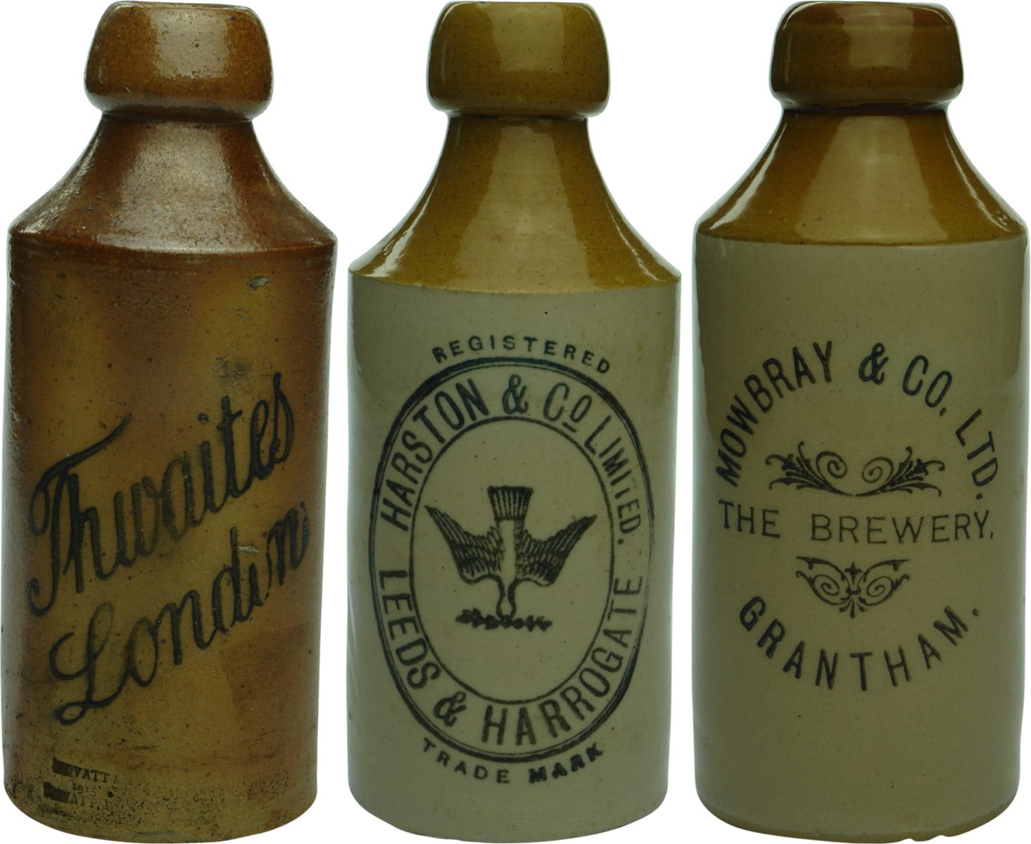 Collection Vintage Stoneware Ginger Beer Bottles