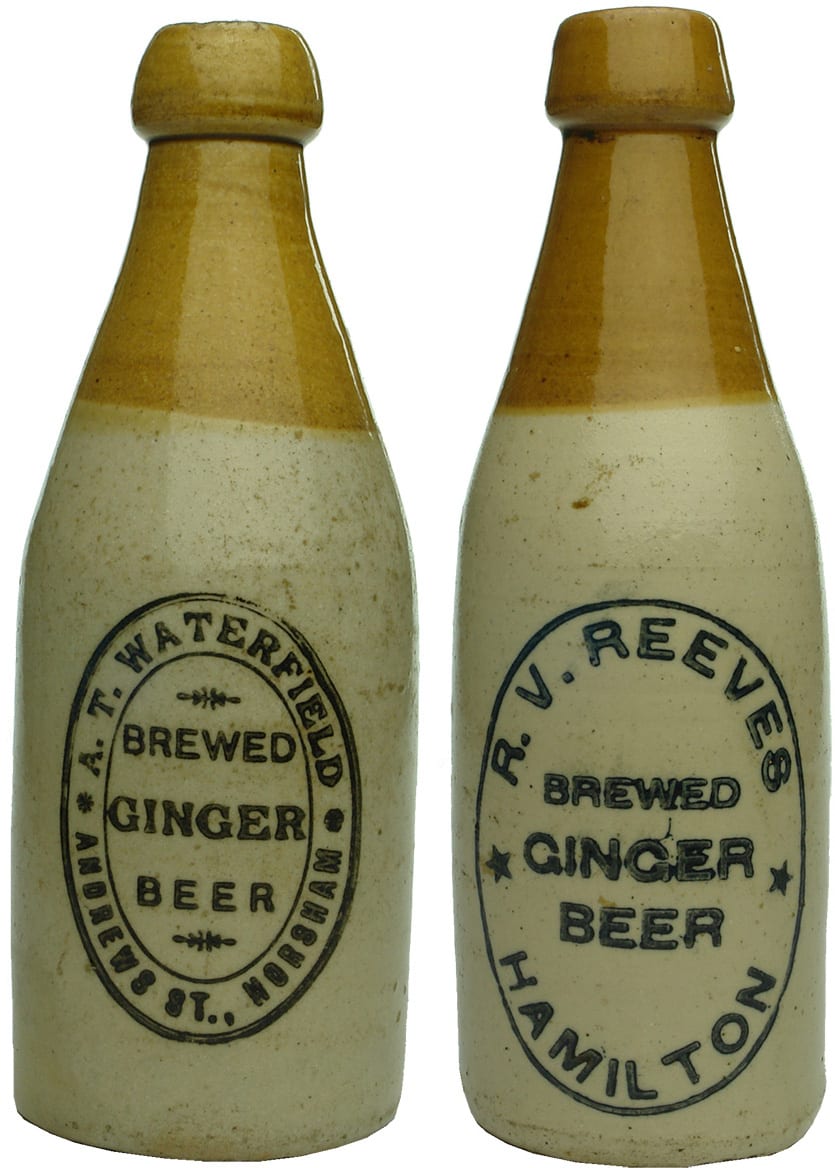 Collection Vintage Stoneware Ginger Beer Bottles