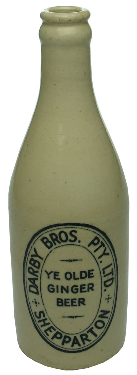 Darby Bros Shepparton Pottery Ginger Beer Bottle