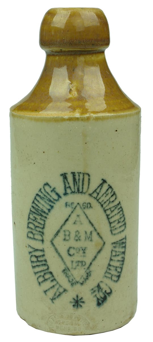 Albury Brewing Malting Stoneware Ginger Beer Bottle