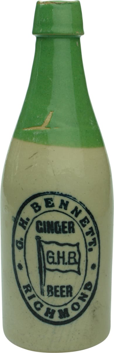 Bennett Richmond Flag Green Top Ginger Beer Bottle